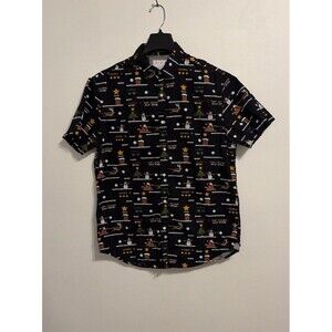 Denim & Flower Ricky Singh Christmas Holiday Shirt Men M Short Sleeve Button-up